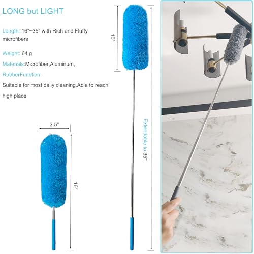 3 PCS 15.7 to 35.5 Inch Extendable Telescoping Microfiber Duster Bendable Brush Washable Dusting Brush for Home Office Car - view 2