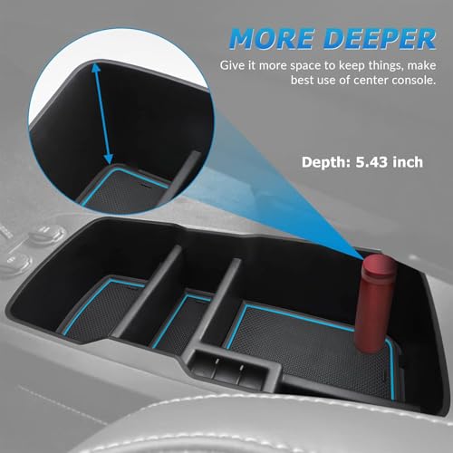 Center Console Lower Organizer Tray Compatible for Kia EV6 Accessories 2026 2025 2024 2023 Armrest Bottom Storage Box (Blue) - view 5
