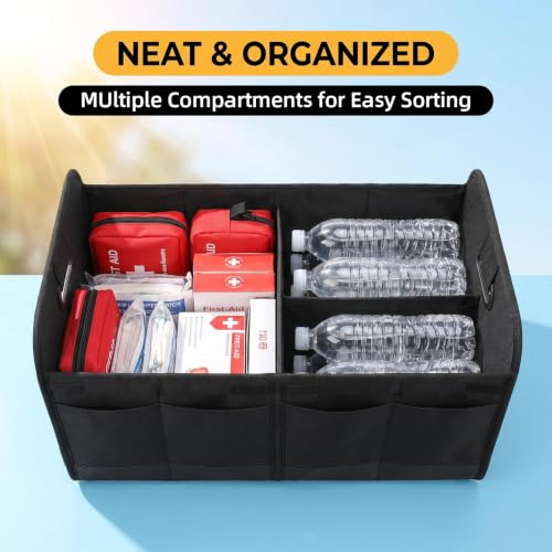 Door Panels for Car, Large Collapsible Car Trunk Storage Organizer with Multiple Sections, Pockets and Handles, SUV Cargo Organizer for Groceries, Tools, Camping, 22.7 x 14.5 x 12.5 in - view 5