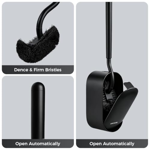 Toilet Bowl Brush and Holder, Toilet Brush Set with Ergonomic Design, Compact Size, Durable Bristles, RV Toilet Brushes & Holders for Dead Corner Clean (Black, 1pack) - view 7