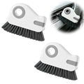 2 PCS 2 in 1 Groove Cleaning Brush, Multifunctional Window Track Cleaner with Hidden Scraper, Hard Bristle Grip Brush Sliding Door Cleaning Tool for Vehicle Home Office (Gray)