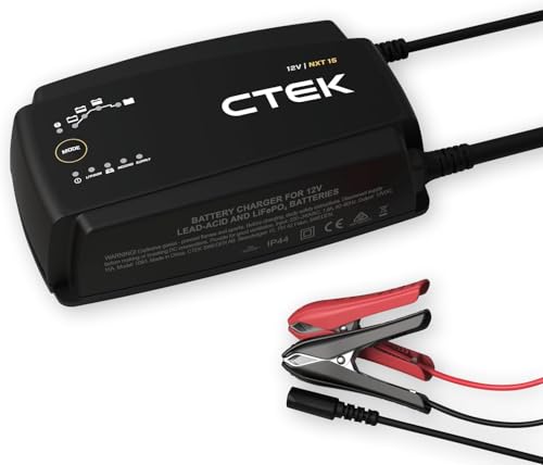 NXT 15 Smart Battery Charger 12V 15A Lithium Compatible Reconditioning and Supply Mode Temperature Compensation Battery Maintenance Device for Motor Vehicles, Boats and Motorhomes