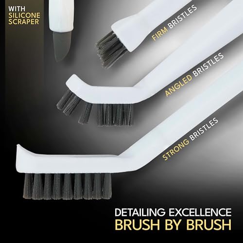 Grout Cleaning Brushes Set (3 Pcs) Deep Cleaner Multi-Purpose Stiff Bristle Brush, Cleaning Toothbrush for Cleaning Corners, Spaces, Tile, Shower, Window & Door Track, Floor, Juicers and Tight Spaces - view 3