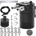 Oil Catch Can, 300ML Baffled Oil Can with Breather Filter, Universal Aluminum Air Oil Separator Breather Tank with 3/8" ID Fuel Hose Kit,Crankcase Ventilation System for Car Engine Protection