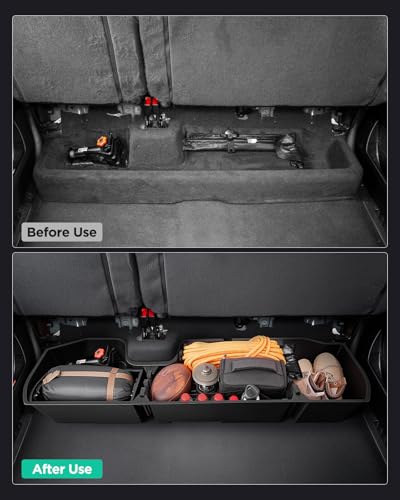 Truck Underseat Storage for Silverado Sierra: 2019-2026 Crew/Double Cab, Rear Under Seat Organizer Tool Box Car Accessory for Chevy Silverado & GMC Sierra 1500 2500HD 3500HD (w/ Detach Bin & Mesh Net) - view 6