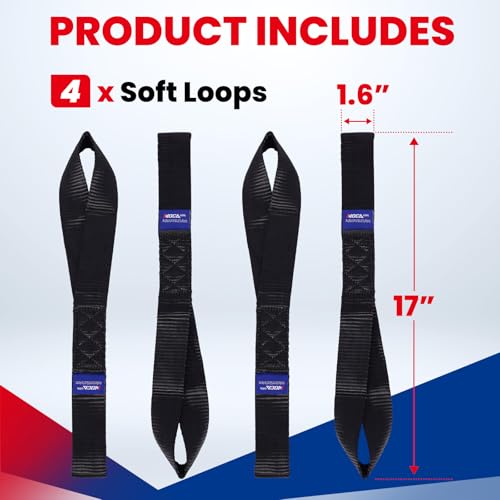 MOCA 4 Pack Soft Loop Tie Down Straps, 12000Lbs 1.6 x 17 inches (Black) - view 3
