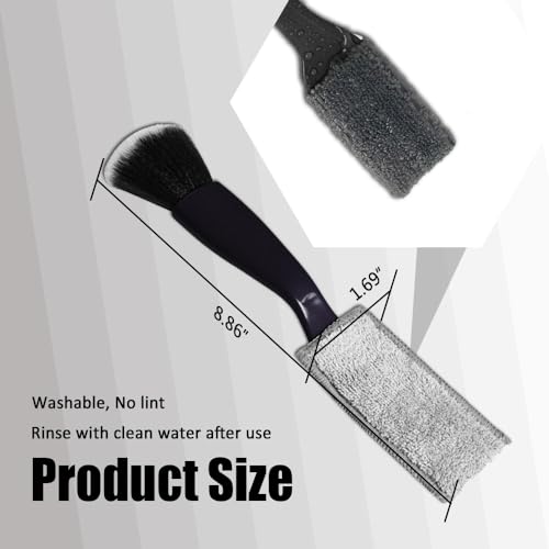 Double Head Brush for Car Clean, Cleaning Brush, Soft Car Detailing Brush, Universal Car Air Vent Cleaner Car Interior Accessories Fit for Cleaning Panels, Air Vent, Leather, Computer (Black) - view 2