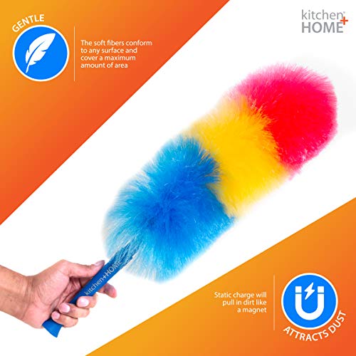 Kitchen + Home 23” inch Rainbow Static Duster - Electrostatic Feather Duster Attracts dust Like a Magnet! - view 3