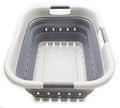 41L Collapsible 3 Handled Plastic Laundry Basket - Foldable Pop Up Storage Container/Organizer - Portable Basket - Space Saving Hamper/Basket (3 handled rectangular, Grey/Dark Grey)
