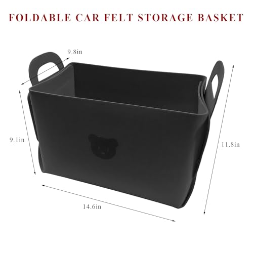 Car Trunk Organizer, Foldable Felt Basket Lightweight Storage Bin with Handles, Large Capacity Flexible Storage Bag Multipurpose Organizer for Vehicle Trunk & Backseat (Gray, 1 Bear) - view 2