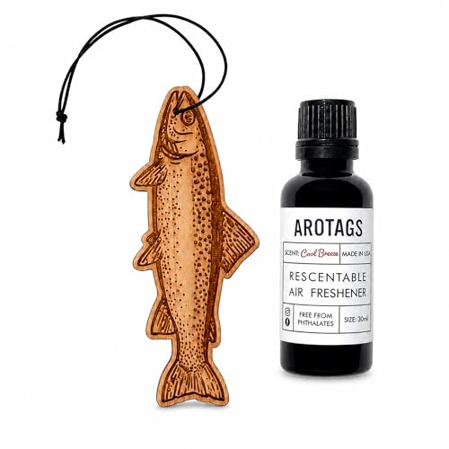 Trout Car Air Freshener Kit, Cool Breeze Scent, Refillable Wood Hanging Diffuser with 30 mL Fragrance Oil - view 2