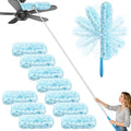 Duster with 6 ft Extension Pole, 10 Refills Compatible with Swiffer Super Extendable Handle Heavy Duty Dusting Wand Starter Kit for Cleaning High Ceiling Fan Shelves Vent Window Blind
