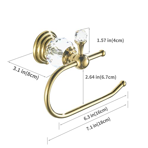 Polished Gold Toilet Paper Holder, Brass Crystal Tissue Holder Bathroom Accessories Wall Mounted - view 2