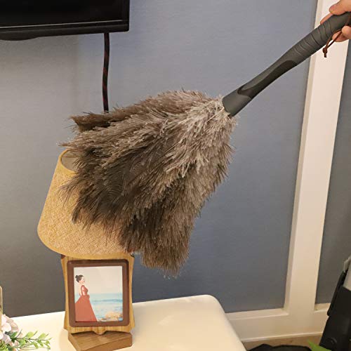 Gray Ostrich Feather Duster with 71 Inch Extendable Pole, Microfiber Duster for Home Cleaning - view 3