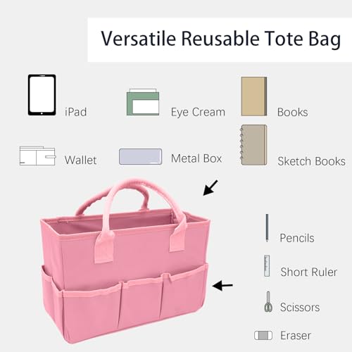 Art Organizer Craft Storage Tote Bag with Multiple Pockets (Pink) - view 2
