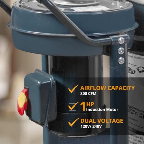 1 HP Dust Collector with 1 Micron Dust Collector Bags and Mobile Base, Dust Collectors with 800 CFM for Woodworking Dust Collection System (DC1081) - view 2