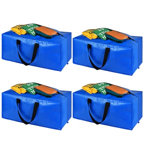 Heavy Duty Blue Moving Bags with Strong Zipper Handles Backpack Straps