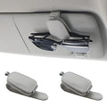 Magnetic Leather Car Sunglasses Holder & Ticket Card Clip - Car Visor Organizer, Windshield Mount Accessory 2 Packs (Grey)
