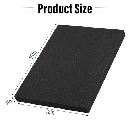 4pcs High Density Packing Foam Sheets, Black Polyurethane Foam Padding, Cushioning Foam Inserts for Cases, Shipping, Storage Drawer - 16" X 12" X 1" - view 2
