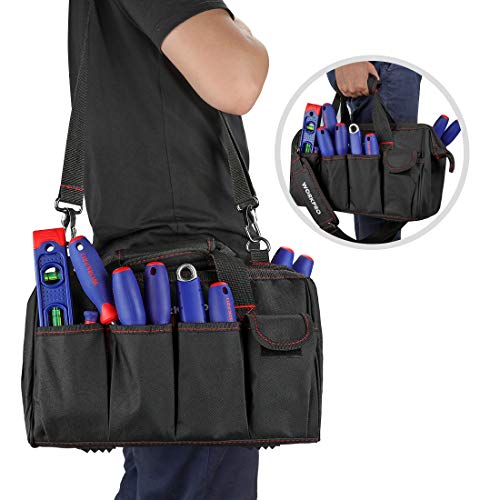 14-inch Tool Bag, Multi-pocket Tool Organizer with Adjustable Shoulder Strap, W081021A, black - view 6