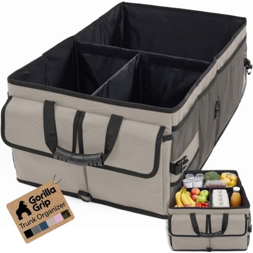 Trunk Organizer for SUV and Cars, Large Capacity, Beige