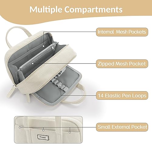 Large Pencil Case Pouch, Extra Big Pencil Bag with 5 Compartments - view 4