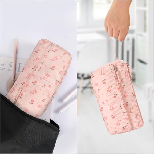 Pencil Case, Corduroy Triangle Makeup Bag Kawaii Pen Bag Pouch - view 6
