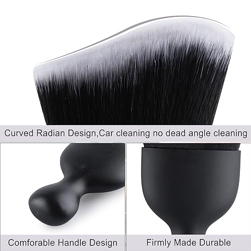Car Detailing Brushes, Car Interior Dust Sweeping Soft Brush, Soft Bristles Brush Cleaning Tool for Automotive Dashboard, Air Conditioner Vents, Computer, Scratch Free(Black with White) - view 3