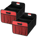 Car Trunk Organizer, 2 Compartments Collapsible Trunk Storage, Anti-slip Design, Made of Waterproof 600D Oxford Polyester, Suitable for SUV, Minivan, Standard Size, Red, 2 Pack