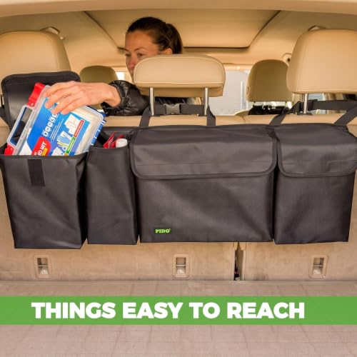 Hanging Trunk Organizer, SUV Backseat Storage Bag, Black - view 5