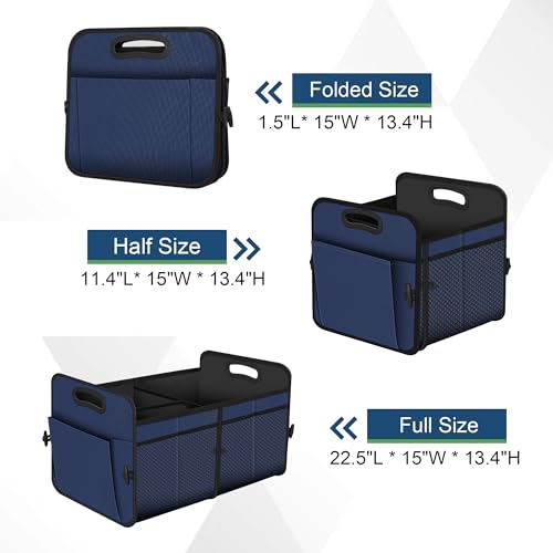 Car Trunk Organizer,Car Storage Organizer with 72L Large Capacity Waterproof Collapsible and 11 Pockets,Trunk Organizer for Car Suv/Jeep/Sedan, Large Size,Blue - view 3