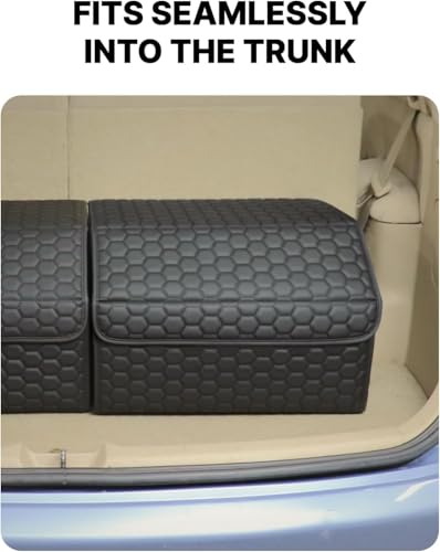 Trunk Organizer for Car, Lid, PU Leather, 21.6in 50L, 1pc, Black - view 5
