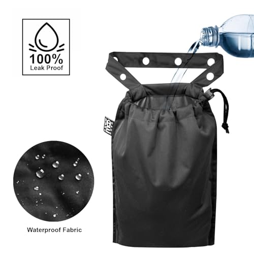 2 Pack Leakproof Car Trash Bags Detachable Waterproof Garbage Bags with Drawstring Hanging Organizer for Back Seat & Travel Black - view 4