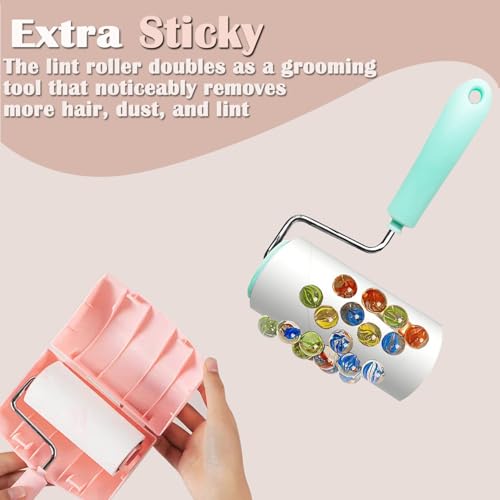 Lint Roller Remover with 180 Sheets, Pet Hair Remover Extra Sticky Roller Hair Dust Remover for Clothes, Furniture, Travel Household 1 Handle+3 Rollers Dog &Cat Hair Removal Green - view 6