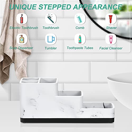 Bathroom Organizer Countertop Sink, Toothbrush Holder Counter, White Resin - view 6