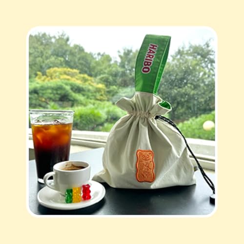 Haribo Gummy Bear Drawstring Pouch, Soft Polyester Lined Bag with Drawcord, Cute Portable Storage for Small Items - view 2