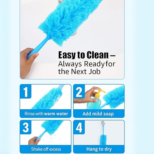 Microfiber Duster - 22'' Ceiling Fan Cleaner Duster, Dust Brush for Cleaning Window Blinds, Ceiling Fans, Furniture & Cars, Reusable Dust Remover Wand, Washable & Flexible Duster - view 2