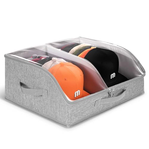 Hat Organizer for Baseball Caps, Large Hat Storage Box for Closet, Gray - view 3