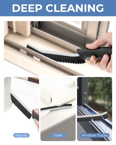 Crevice Cleaning Brushes, Cleaner Scrub Brush Tool for Hard to Reach Tight Space, Home Essentials, Serrated Scrub Brushes, Cleaning Supplies for Shower, Bathroom, Kitchen, Toilet (6, Black) - view 2