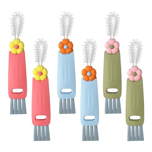 3 in 1 Cup Lid Cleaning Brush Set, Multifunctional Bottle Gap Crevice Cleaner Brush, Portable Cup Mouth Scrubber Tools for Bottle Tight Spaces (6PCS)