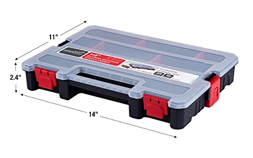 2-Pack Small Parts Organizer Box – Stackable Hardware Storage Organizer Case with 20 Compartments & Dividers – Screw, Nut, Bolt, Drill Bit Organizer for Garage, Workshop, Crafts - view 2