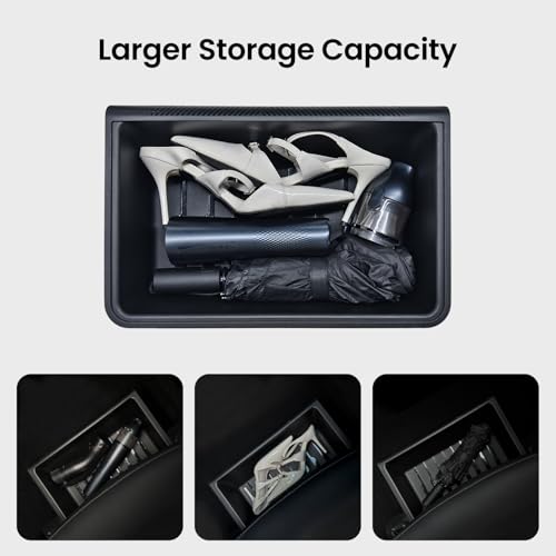 Under Seat Storage Tray for Tesla Model Y, Front Seat Hidden Drawer Bins Non Slip with Lid Cover, Underseat Storage Box Organizer for Model Y 2021-2024 (No Fit New Model Y Juniper) - view 3