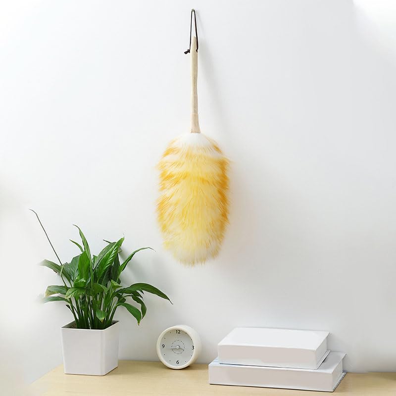 Lambswool Duster with Wooden Handle – Multipurpose Dusting Wand for Ceiling Fans, Blinds, Electronics & Hard-to-Reach Areas, Static-Free Cleaning Tool with Comfortable Grip - view 6