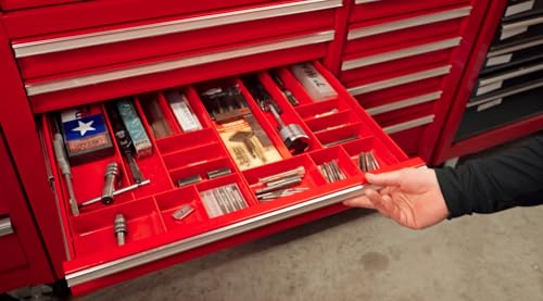 10 Compartment Drawer Organizer: Heavy Duty Stackable Tray for Automotive Garage Tool Organization - Low-Profile Toolbox Storage - Nuts and Bolts, Tools, Parts, Easy to Clean - Red - view 2