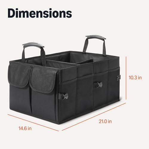 Trunk Organizer for Car, Multi-Compartment Car Storage, Foldable, 13.5 Gallon, Black - view 5