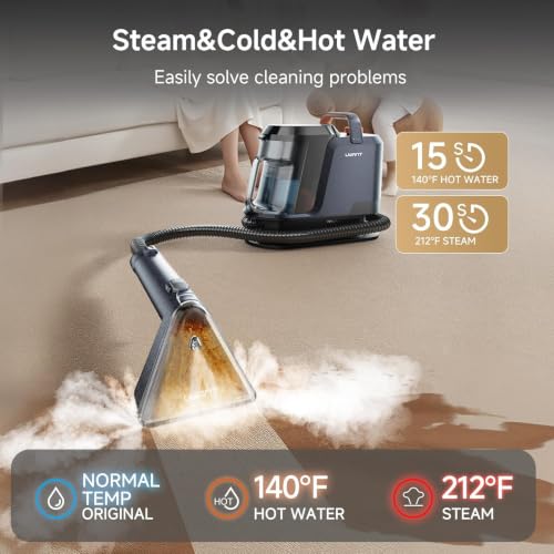 Carpet Cleaning Machine with Steam&Hot&Cold Water Modes, 18KPa Powerful Suction, Upholstery Cleaner with OXY Solution, Carpet Steam Cleaner for Carpet, Sofa & Pet Bed, Set of 1 - view 2