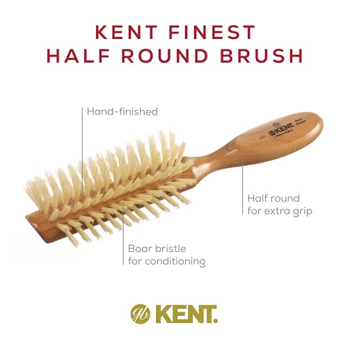 LC7 Half Radial Hair Brushes for Women Curling Hair Brush Made of Cherrywood - White Natural Boar Bristle Hairbrush Adds Volume to Shoulder Length Hair - Salon Style Pure Wood Brush from - view 5