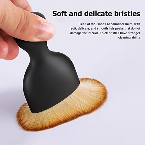 Car Detailing Brush, Auto Interior Dusting Brush, Car Soft Bristle Cleaning Tool, Universal Car Interior Crevice Brush for Dashboard, Air Conditioner Vents, Leather, Computer (Brown) - view 6
