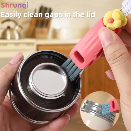 3 in 1 Bottle Cleaning Brush Set, Multifunction Silicone Cup Lid Gap Cleaner, Home Kitchen Crevice Cleaning Tools, Cute Colorful Rabbit，3 Pcs - view 3