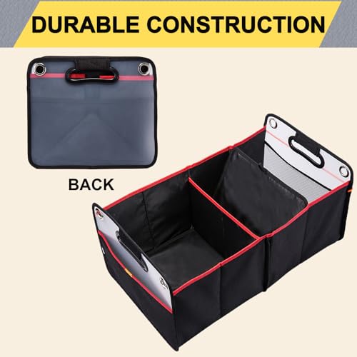 Car Trunk Organizer, Collapsible Auto Trunk Organizer Storage, Portable Grocery Cargo Container with Two Large Compartments for SUV, Vehicle, Truck, Home and Office - view 4